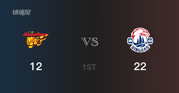 首节结束，青岛以22-12领先广东，王睿泽7分